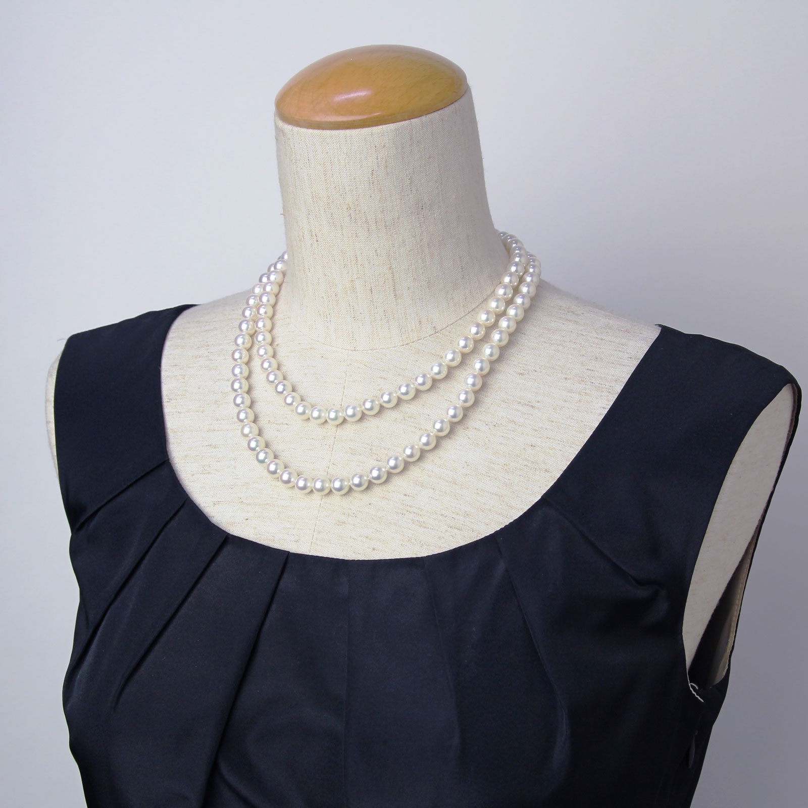 真珠　パール　ロングネックレス　オールノット　薄いピンク色　本物